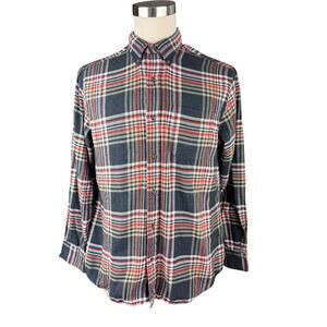 Saddlebred Men L Classic Fit Flannel Shirt, Plaid Button Down Cotton Long Sleeve